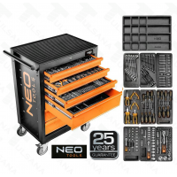 Neo 84-221+G Serviso įrankių vežimėlis 6 stalčiai su priedais (84-221 + G)