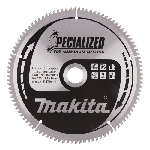 Makita B-09662 Aliuminio Pjovimo diskas 260x30/16x3,0mm 100T 5° ( D-03975 )