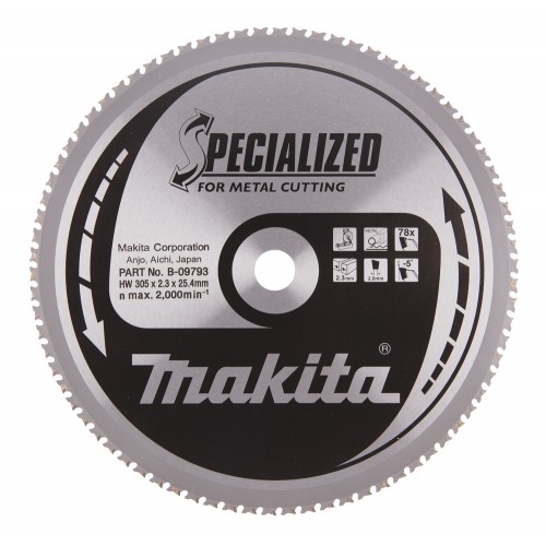 Makita B-09793 Pjovimo diskas plonam, minkštam metalui 305x25,4x2,3mm 78T -5° LC1230N