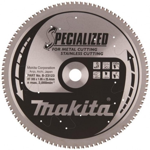 Makita B-23123 305x25,4x1,95mm 100T -5° Nerūdijančio plieno pjovimo diskas (inox)