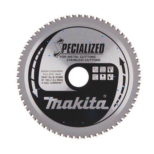 Makita B-31669 Pjovimo diskas 185x30x1,6mm 64T 0° Metalui/INOX