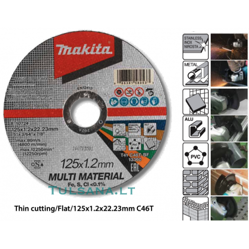 Makita E-10724 multifunkcinis pjovimo diskas 125mm  metalui, plienui, plytoms keramikai, aliuminiui ir t.t