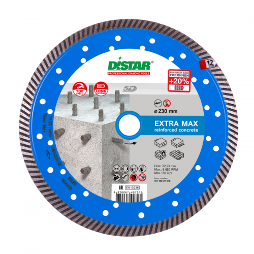 Distar 10115027018 Turbo Extra Max Deimantinis diskas Ø230mm pjaustyti kietą betoną su armatura, naturalų akmenį ir kita