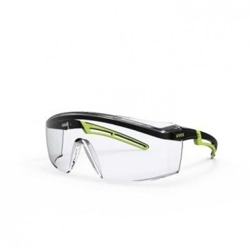 Uvex  UV9164285RT Apsauginiai akiniai  Astrospec 2.0 skaidria panoramine linze, supravision excellence (nesibraižantys ir nerasojantys) padengimas, juoda/salotinė spalva