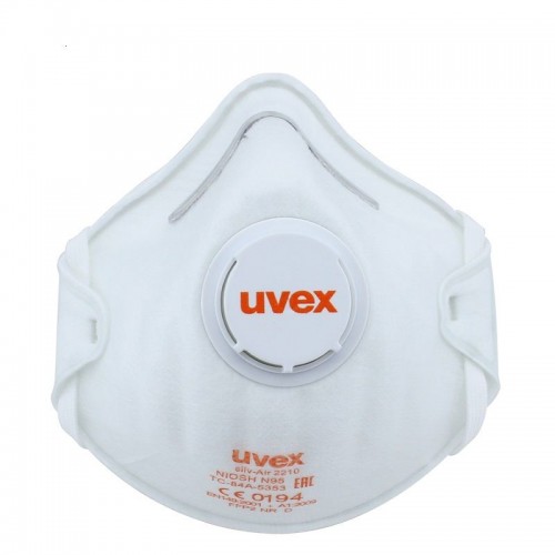 Uvex UV8752210 Respiratorius  Silv-Air Classic 2210 FFP2, puodelio tipo su vožtuvu, baltas, 3 vnt mažmeninėje pakuotėje